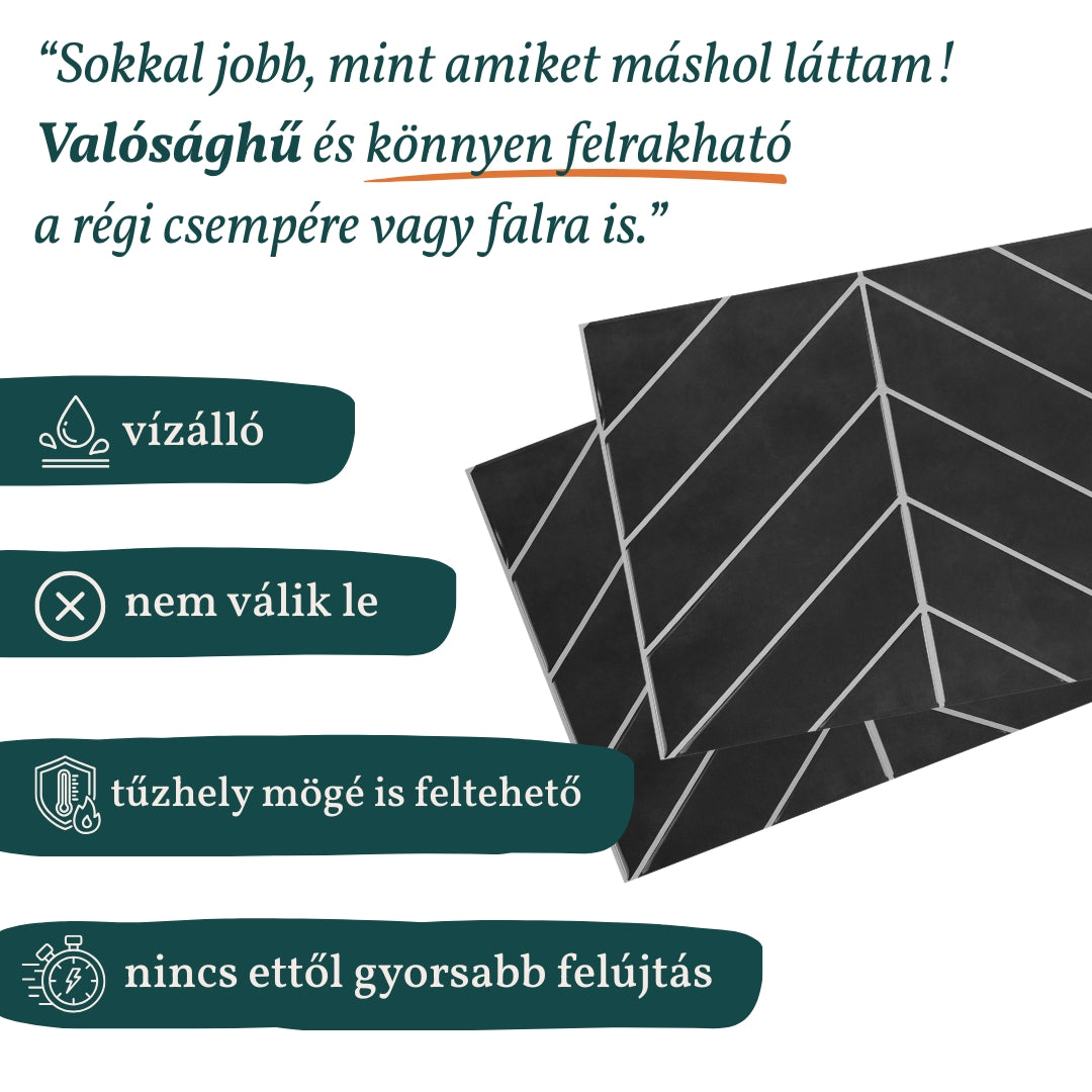 Stick&Done Falburkolat London Black - 10db - 32x25cm
